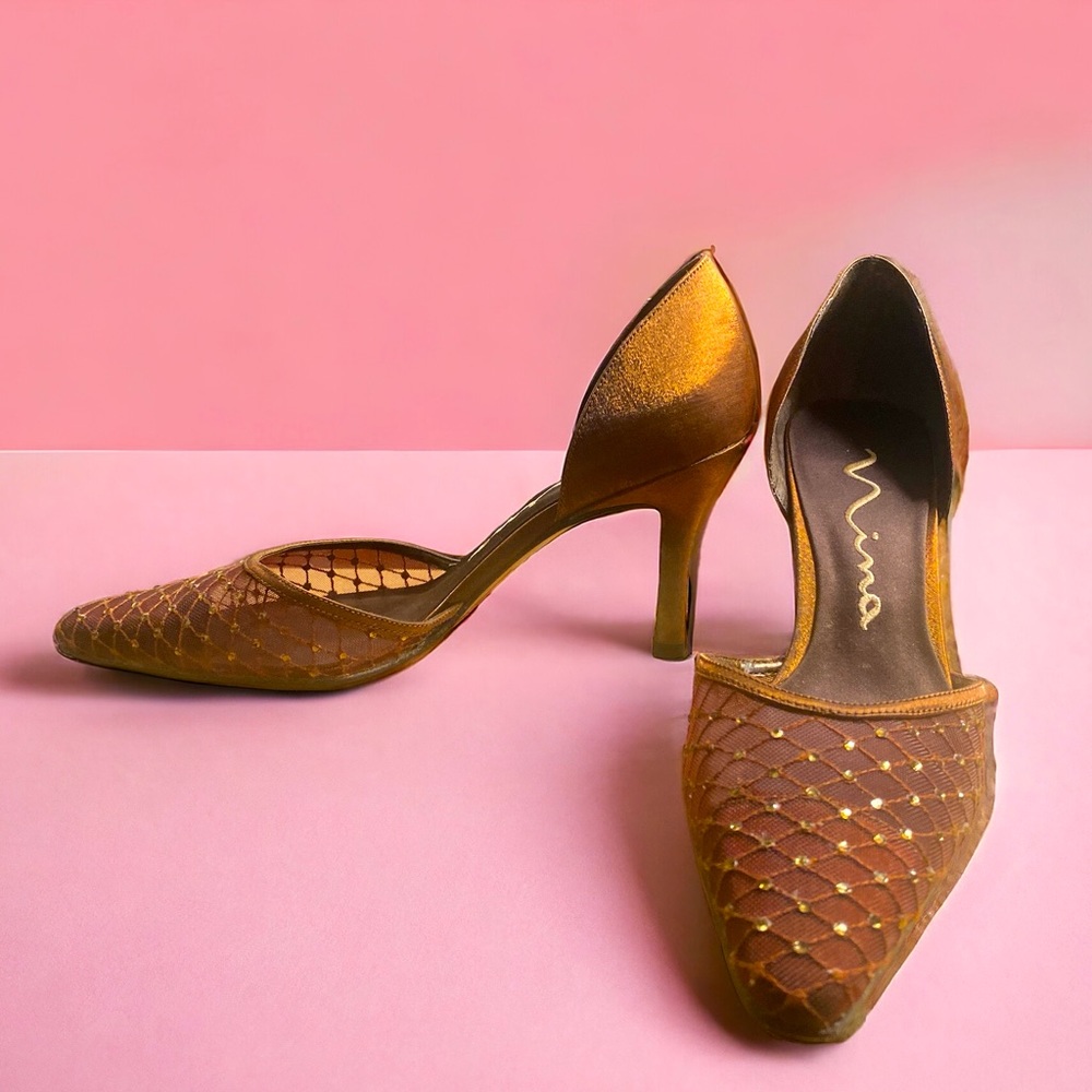 Nina Saba-YS bronze ballroom shoes in a size 8